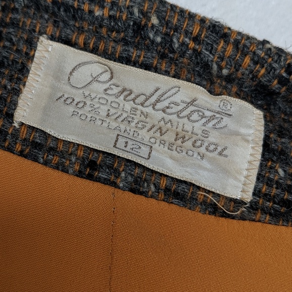 Pendleton Vintage Wool Tweed Frayed Hem Blazer Brown Career - Picture 5 of 5